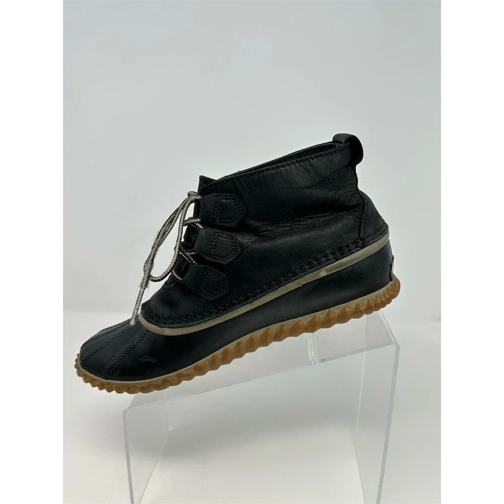 SOREL Duck Boots Black Waterproof Lace-Up Ankle Winter Rain Shoes Size 9.5